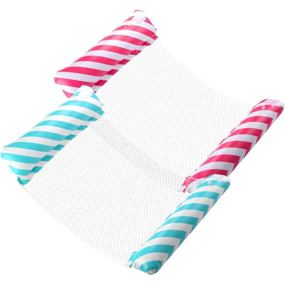 Inflatable Pool Float Hammock for Adults Waterproof PVC Lounger with Breathable Mesh Center, Headrest & Footrest Lightweight & Foldable for Pool Beach Lake 2-Pack Pink & Blue