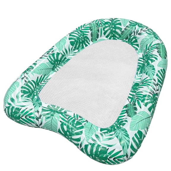 Inflatable Pool Float Hammock with Soft Mesh Center, 45" Portable Floating Water Bed Lounger for Adults, Tropical Flamingo & Leaf Print Summer Pool Lounge Chair for Lake and Swimming Pool Decor,B