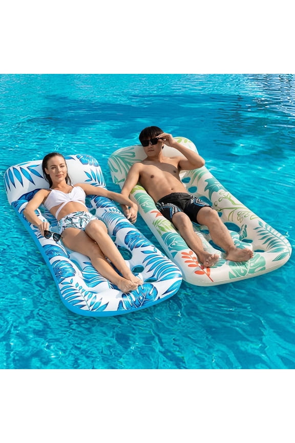 Inflatable Pool Float Lounge, 2Pack Pool Floaties Rafts for Adults Floating Pool Lounger Sun Tanning Floats Cool Water Floaty for Swimming Pool Lake Float Beach Pool Party Toys