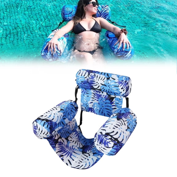 Inflatable Pool Float Lounge Chair for Adults Heavy Duty Pool Noodle Float with Mesh Sling Backrest Armrests for Pool Beach Lake Summer Water Floating Chair (B, 1PC)