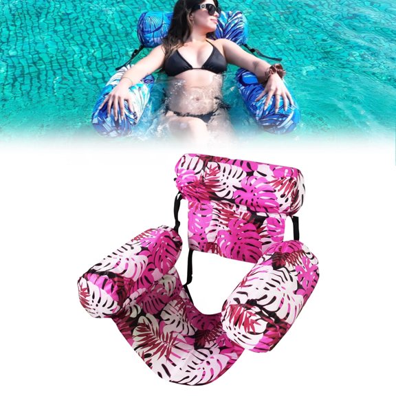 Inflatable Pool Float Lounge Chair for Adults Heavy Duty Pool Noodle Float with Mesh Sling Backrest Armrests for Pool Beach Lake Summer Water Floating Chair (F, 1PC)