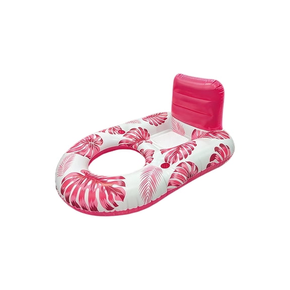 Inflatable Pool Float Lounge Chair with Backrest Mesh Fabric Tropical Print Water Pool Float for Adults Summer Pool Parties Relaxation in Backyard Pools Lakes Beaches