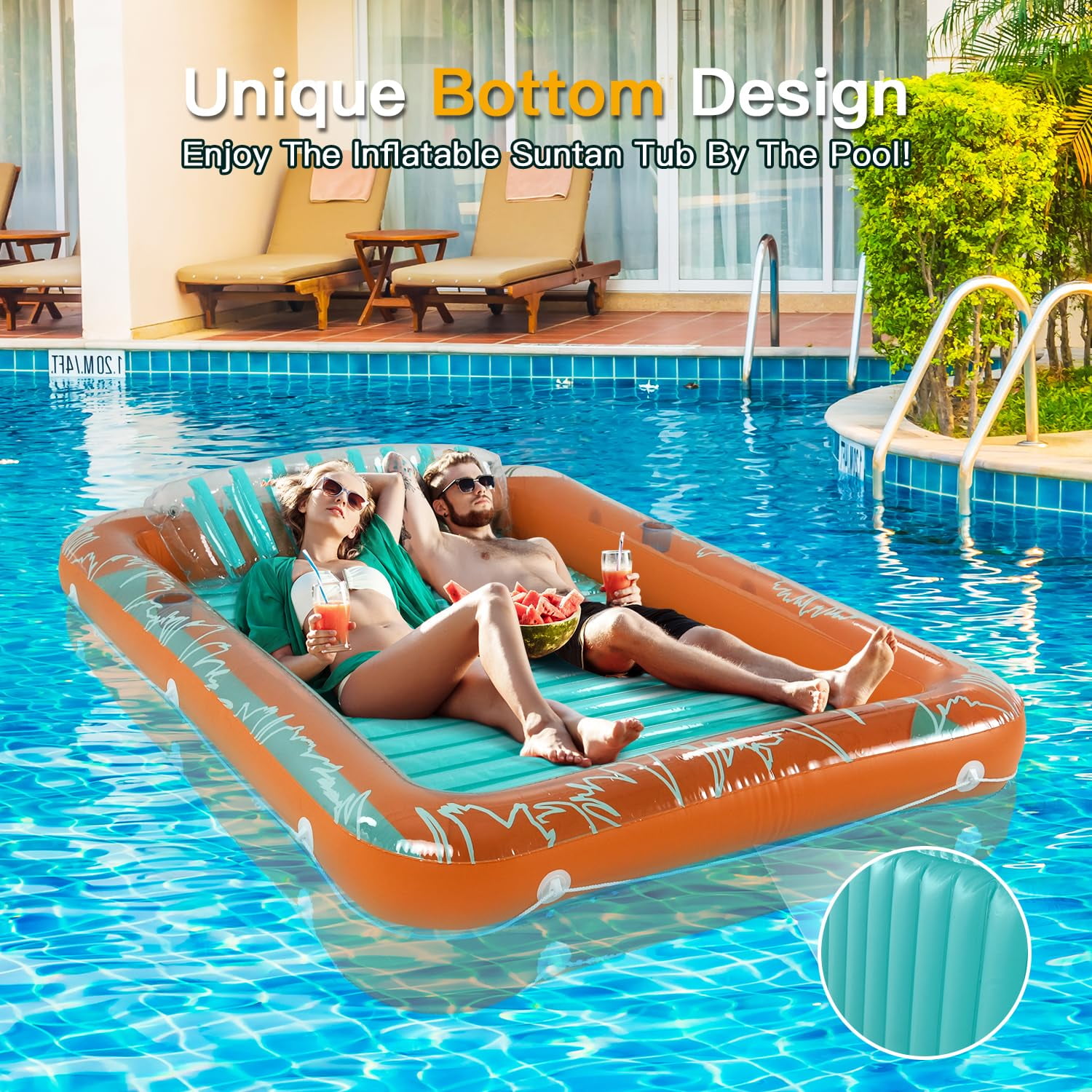 Inflatable Pool Float With Side Cushions - Anti-Tipping Lounger For Pool, Beach & Lake Relaxation