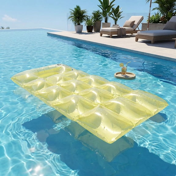 Inflatable Pool Float Lounger Water Raft Mat for Swimming Pool Beach and Lake, Yellow