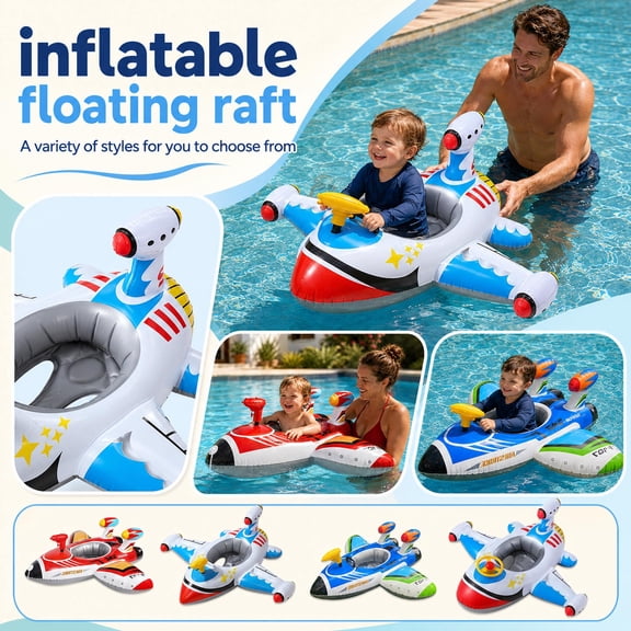 Inflatable Pool Float, Pool Float with Water Gun, Pool Toys, Inflatable Pool Floats for Student, 43X39X14 in Space Ride on Float with Built-In Water Sprayer for Backyard and Pool