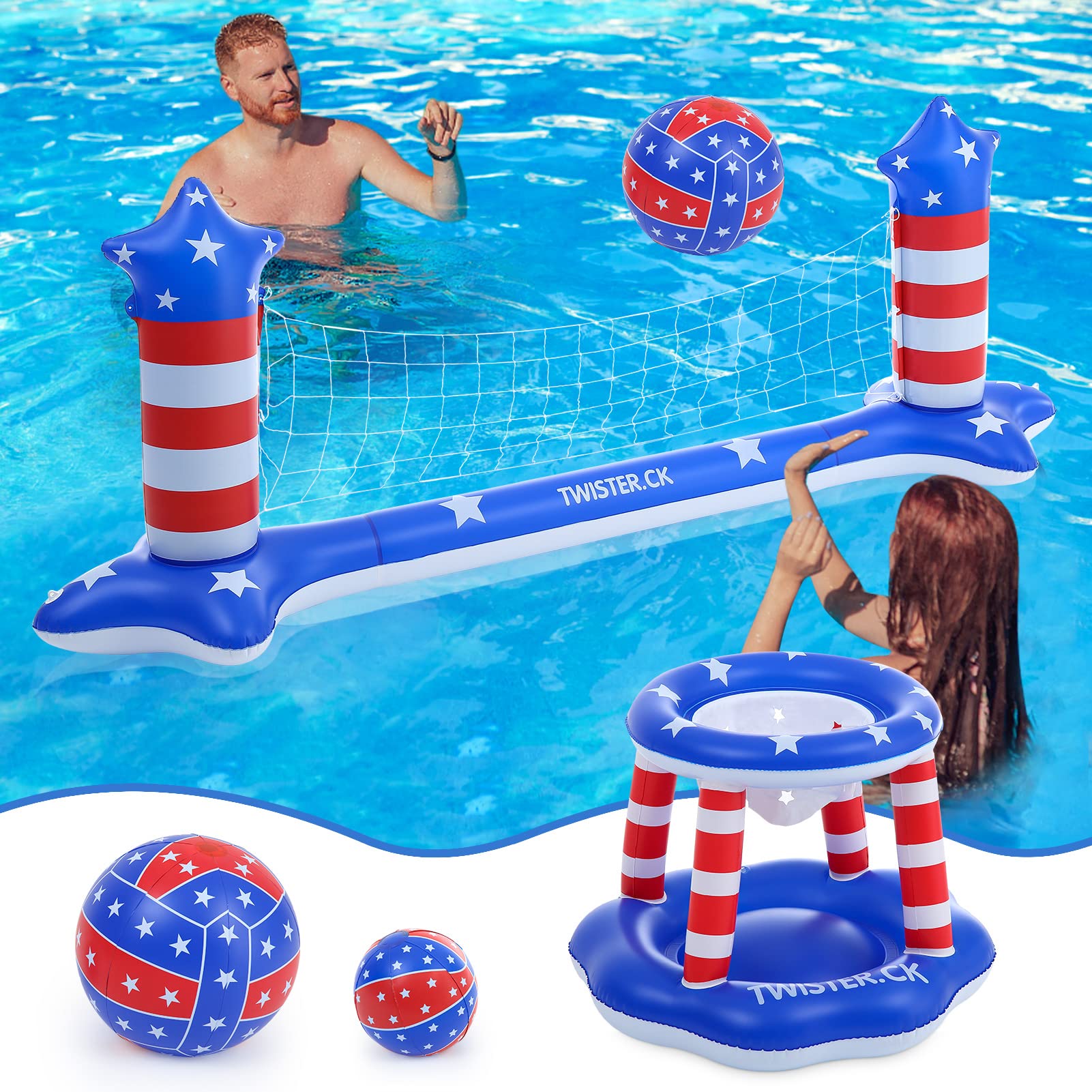 Inflatable Pool Float Set Volleyball Set & Basketb