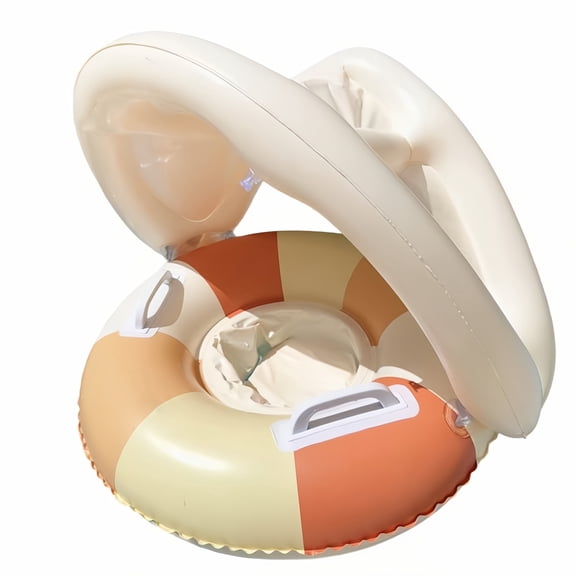 Inflatable Pool Float with Adjustable Sunshade Canopy and Handles, Comfortable Seat Swim Ring for Outdoor Summer Water Activities