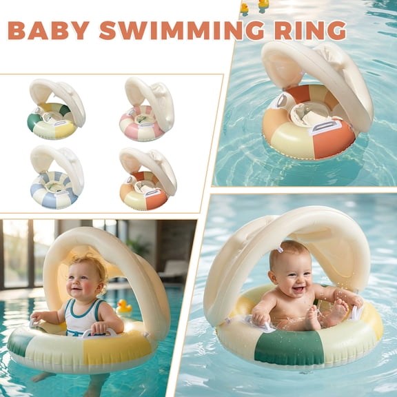 Inflatable Pool Float with Detachable Sun Canopy, Portable Water Lounger with Safety Handles, PVC Float for Pool, Beach & Summer Outdoor Activities,D