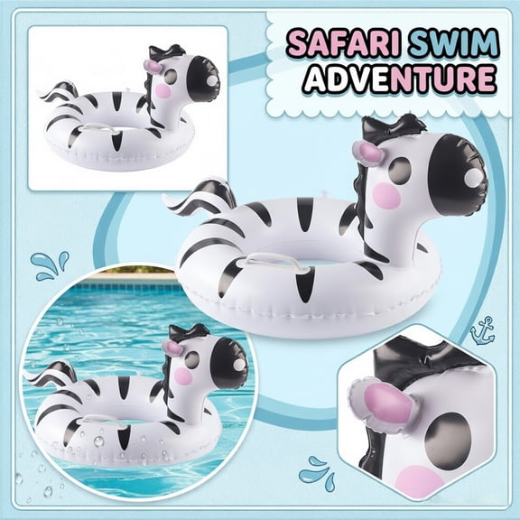 Inflatable Pool Float with Handles, 33.5in Cute Summer Beach Lounger, Novelty Water Party Decoration & Photo Prop (PVC)