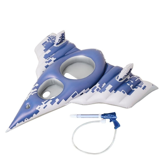 Inflatable Pool Float with Water Blaster Gun | Ride on Pool Float for Pool Engaging | Camo Fighter Jet Toys Summer Water Toys