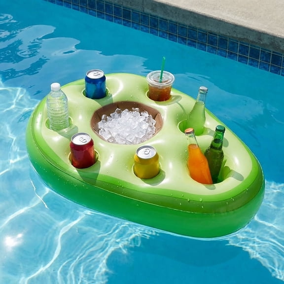 Inflatable Pool Floating Drink Cooler Party Beverage Holder for Pool Beach Lake, Green