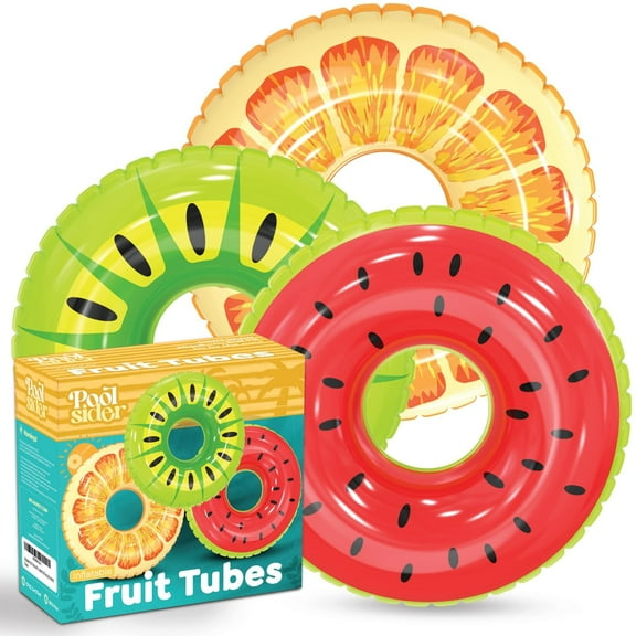Inflatable Pool Floats (3 Pack) | Large Fruit Pool Floaties (32" Diameter) | Includes Orange, Watermelon & Kiwi