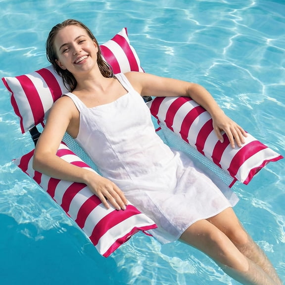 Inflatable Pool Floats Adult - Fabric Pool Floaties Chair Lake Beach Floating Lounger Chair Swimming Pool Noodles Water Hammock Float Mesh Party Floaty Toys Fun for Adults Heavy Duty Rose - 1pk
