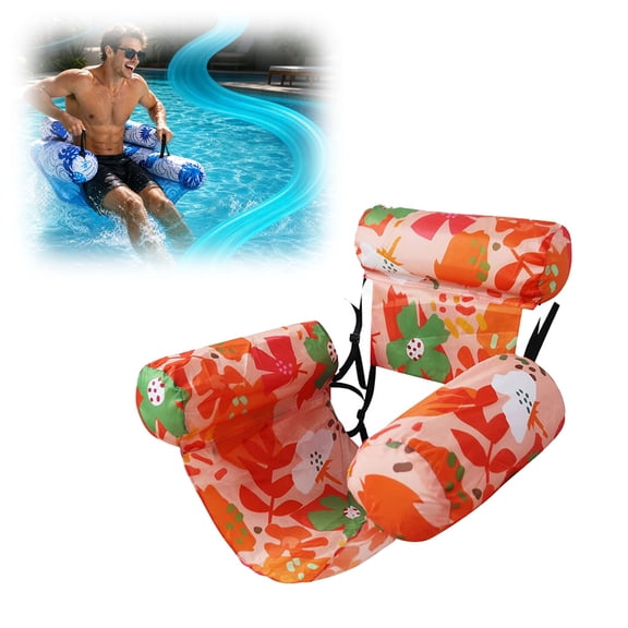 Inflatable Pool Floats Adult, Pool Lounge Chairs, Water Floating Lounge Chairs for Lake Beach Party(Orange)