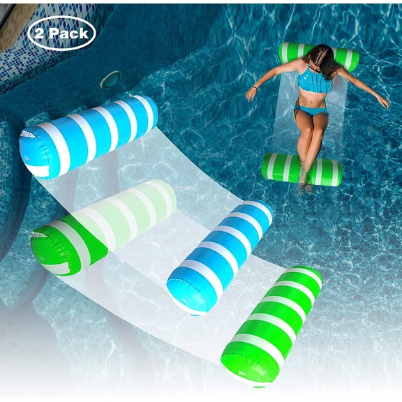 Inflatable Pool Floats for Adults, 4 in 1 Multi Purpose Water Hammock Lounge Chair Saddle Drifter, Heavy Duty Mesh Swimming Floaties Raft for Lake Beach Vacation Rest Toys