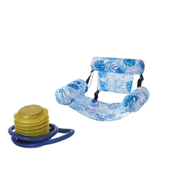 Inflatable Pool Floats Chairs with Pump, Comfortable Fabric Covered Pool Chairs with Sling, Stable Swimming Noodles Seats for Adults, Summer Pool Floaties for Adults