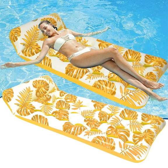 73 x 34in Inflatable Pool Float Adults Floating Pool Lounge for Lake Beach Swimming Pool Fun, Yellow
