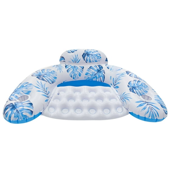 Inflatable Pool Floats Lounger Adult, Floating Lounge Chairs, Pool Lounger Float with Cup Holders, Backrest and Mesh Bottom for Pool, Beach, and Water Parties