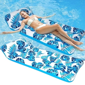 73 x 34in Inflatable Pool Float 1 Piece Adults Floating Pool Lounge for Lake Beach Swimming Pool Fun, Blue