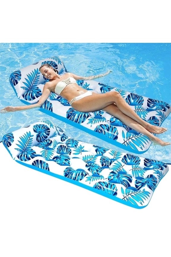 73 x 34in Inflatable Pool Float 1 Piece Adults Floating Pool Lounge for Lake Beach Swimming Pool Fun, Blue