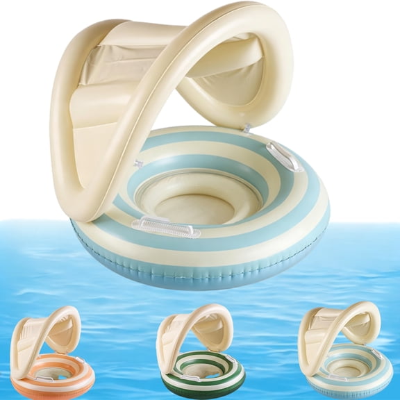 Inflatable Pool Floats,Swimming Pool Inflatables with Canopy,PVC  Swim Float with Handles | Summer Beach Water Park Outdoor Backyard Party Vacation Travel Resort