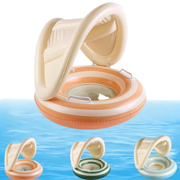 Inflatable Pool Floats,Swimming Pool Inflatables with Canopy,PVC  Swim Float with Handles | Summer Beach Water Park Outdoor Backyard Party Vacation Travel Resort