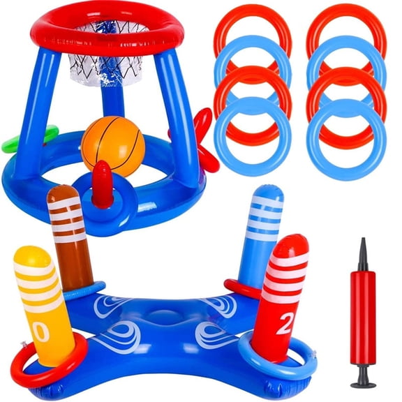 Inflatable Pool Game Ring for Water,Pool Basketball and Floating Games,Durable Puncture-Resistant Material for Family and Parties,Easy to Inflate and Portable