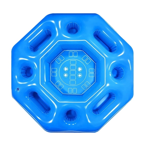 Inflatable Pool Game Table, Hexagonal Floating Card Table with Cup Holders and Snack Trays for Water Parties