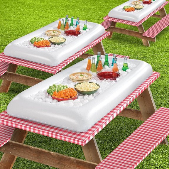 Inflatable Pool Ice Bar, Floating Cooler for Pool Party, Summer Outdoor BBQ Beverage Ice Tray, Inflatable Serving Bar for Beach Poolside Gatherings
