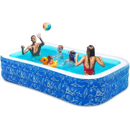 Inflatable Pool for Kids and Adults, 118" x 68" x 22" Family Full-Sized Inflatable Swimming Pool, Durable Thickened above Ground Blow Up Pool for Kids Pools for Backyard Outdoor and Indoor