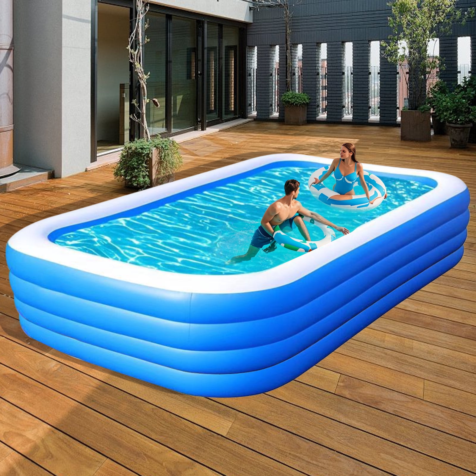 Large Inflatable Family Pool Inflatable Pool for Kids and Adults, Large Family Swimming Pool ...