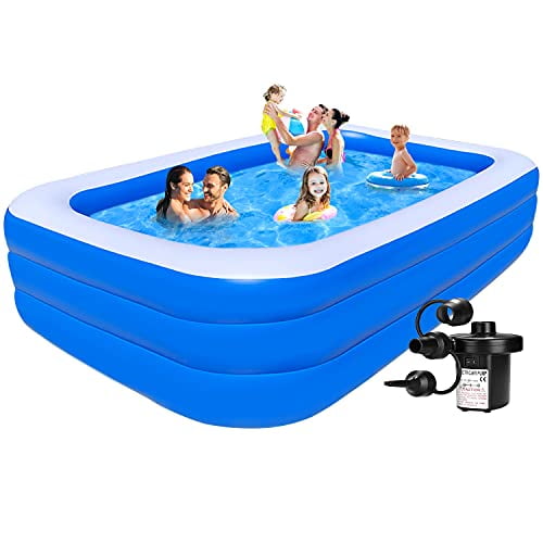 Inflatable Pool for Kids and Adults - Rectangle Pool Above Ground Swimming Pool - 10FT Kiddie Pool ,Toddler Pool ,Family Pool for Kids Pools for Backyard,Outdoor,Party?(Pump Included)