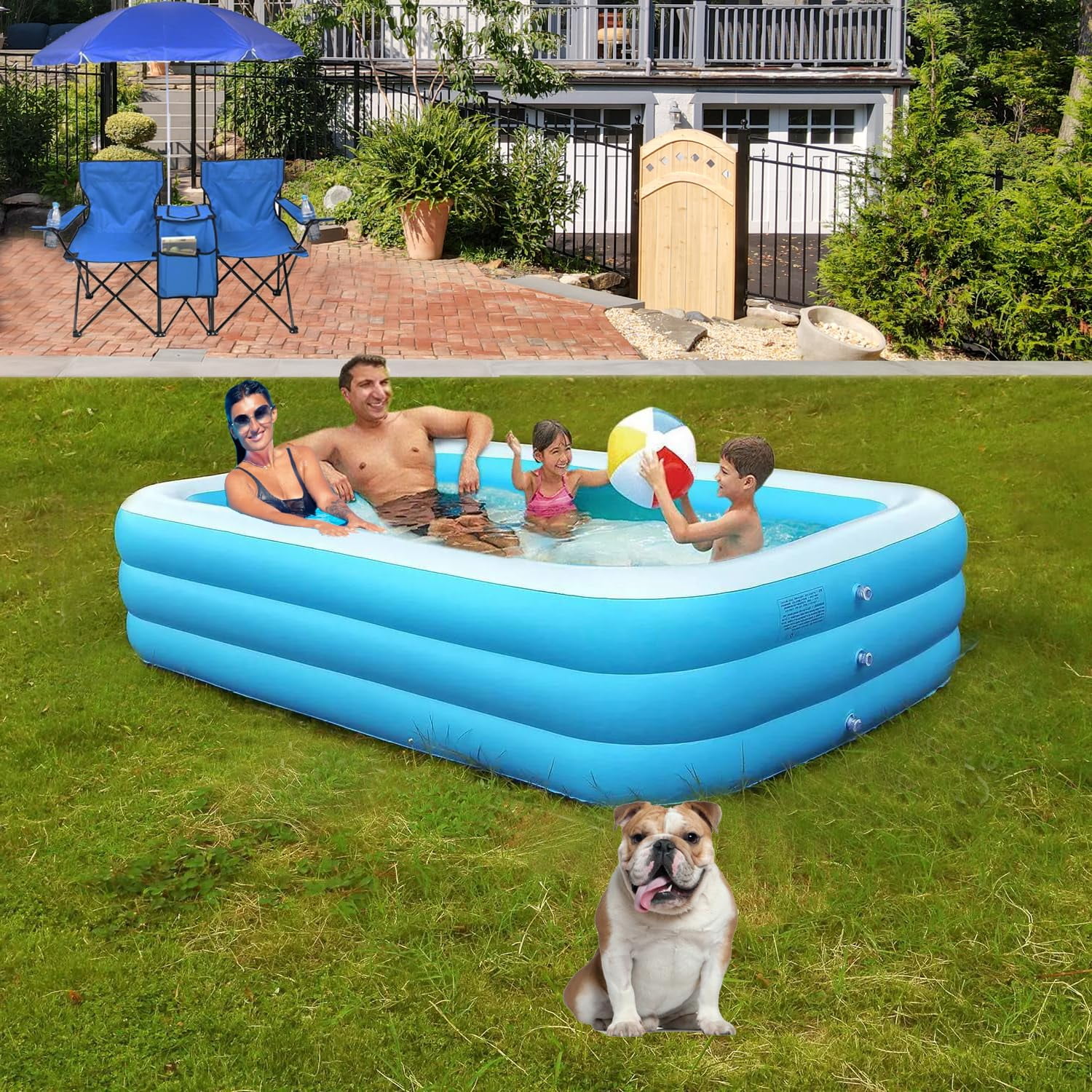 Inflatable Pool Large Air Inflatable Pool Blow up Family Swimming Pool