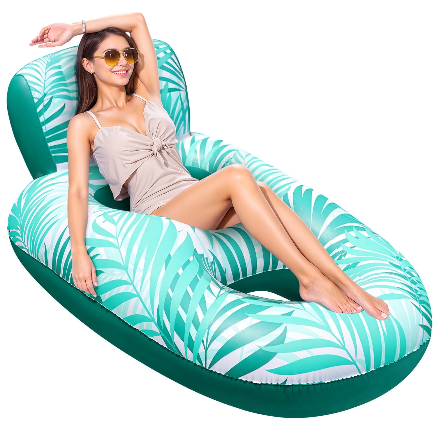 Inflatable Pool Lounger with Backrest, 61