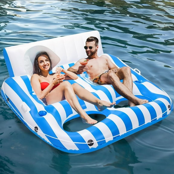 Inflatable Pool Lounger Float for Adults, Large Pool Floats Chair Lounge with Handles and Cup Phone Holder, Water Float Tanning Pool Party Toys for Outdoor, Beach, Swimming Pool, Lake, River