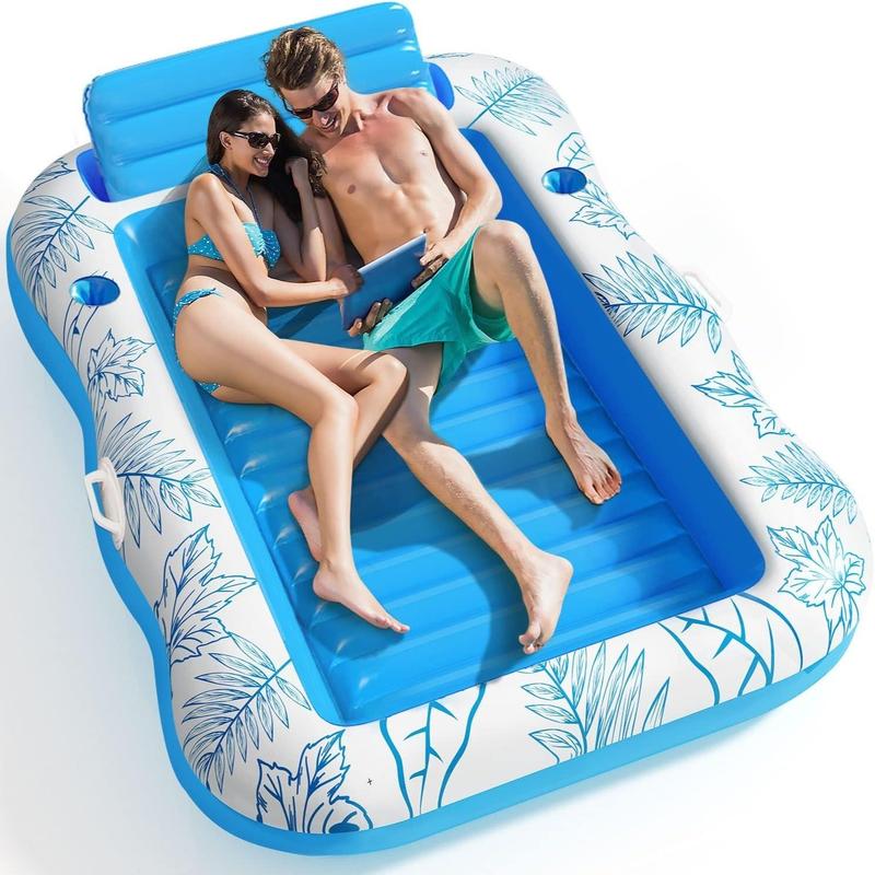 Inflatable Pool Lounger Float with Cup Holder - Large Blow Up Raft for ...