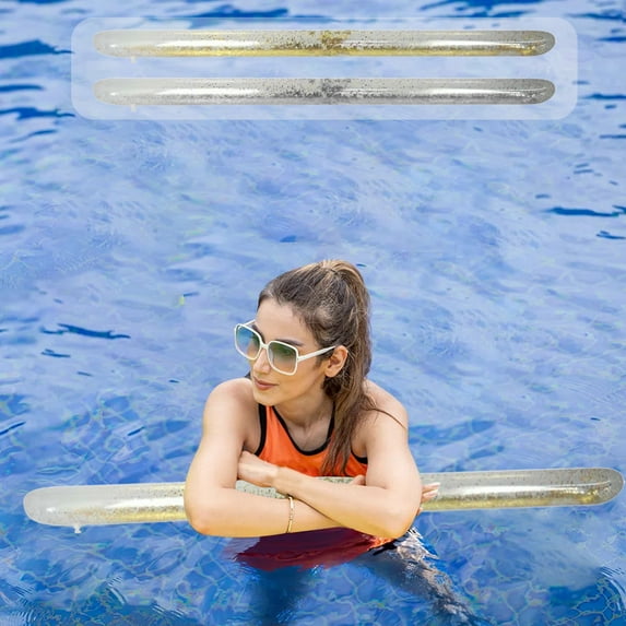 Inflatable Pool Noodle Float for Adults | Oversized Swimming Noodle | Thick Durable PVC | Ergonomic Support | Gold or Silver | 68.9 x 5.1 in | 1 Pack | Lightweight
