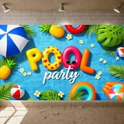Inflatable Pool Party Banner Tropical Theme Summer Pool Backdrop Pineapple Decor Plumeria Accents Pool Bash Banner for Summer Pool Parties Outdoor Celebrations Tropical Gatherings