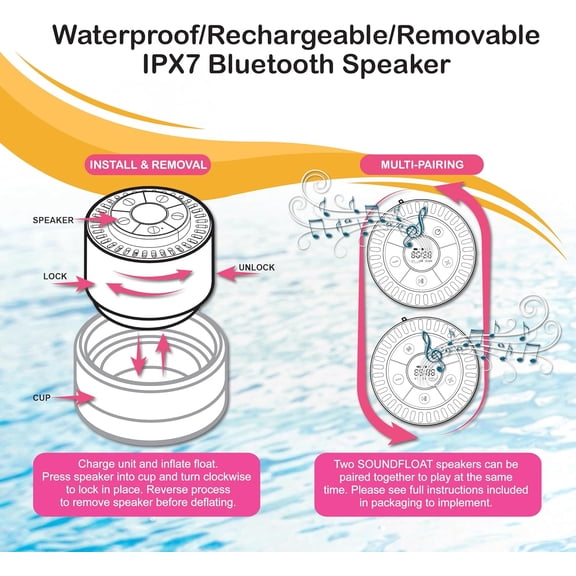 Inflatable Pool Pong Float with Bluetooth 5 IPX7 Waterproof Speaker, Cup Holders, Integrated Cooler, Floating Pool Game Table for Adults