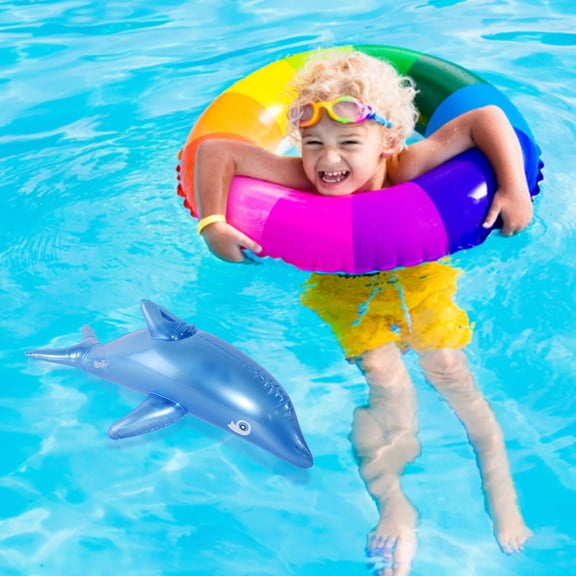 Inflatable Pool Toy Aquatic Themed Beach Birthday Party Play Center for Kids Summer Blue 53cm