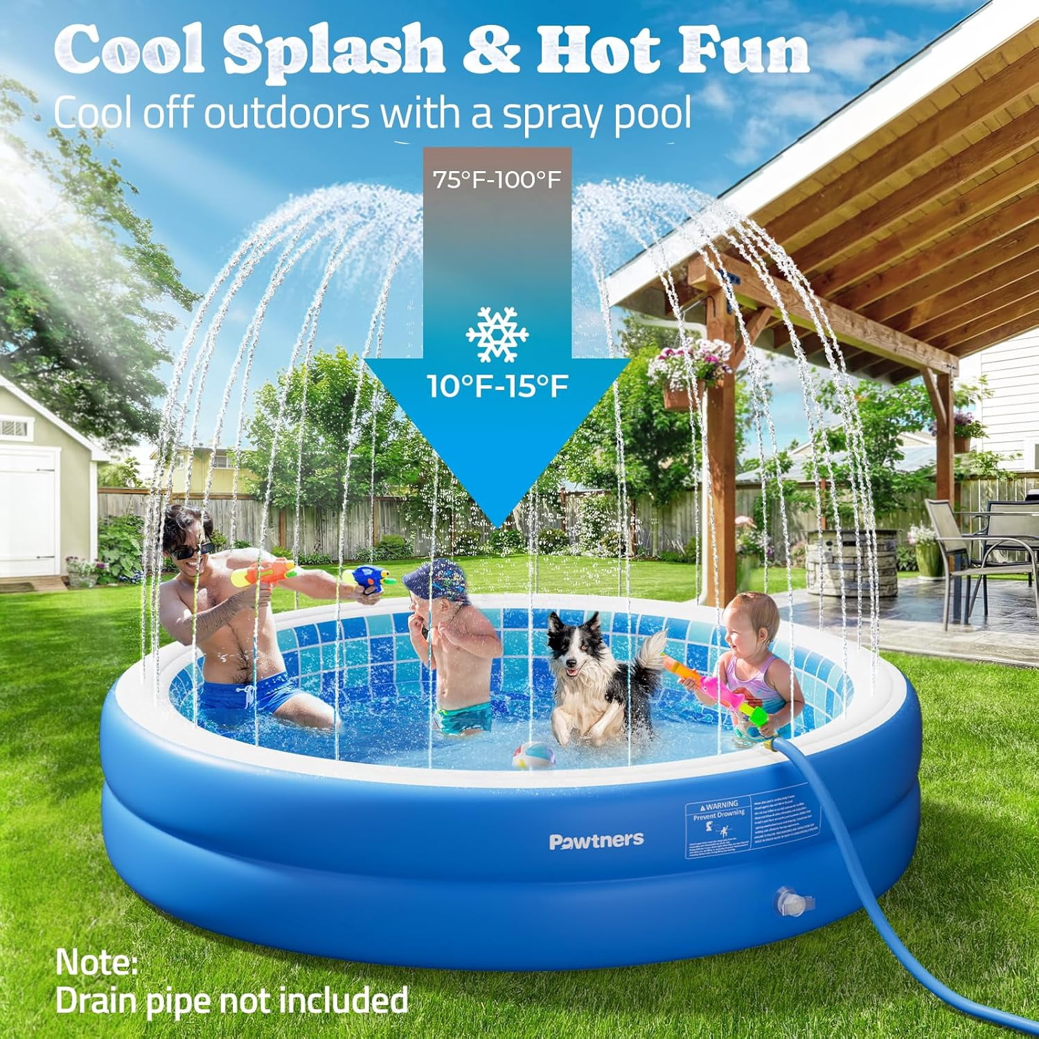 Inflatable Pool for Kids, Non-Slip Sprinkler Splash Pad, Thickened PVC Kiddie Pool for Indoor Outdoor, Chew Proof Blow  Pond for Toddler Dog Bathtub