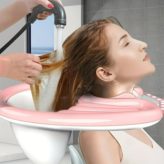 Inflatable Portable Shampoo Basin with Pump & Drain  Foldable Hair Washing Sink for Elderly, Disabled, Pregnant, Injured, or Bedridden.