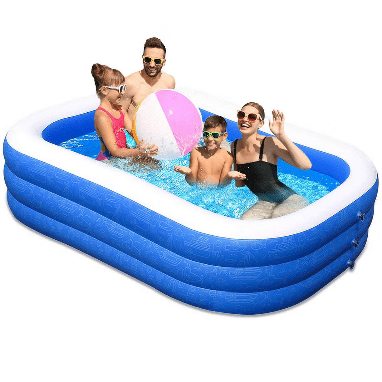 Inflatable Portable Swimming Pool Family Full Size Blow Up Kiddie Pool Play Center 92"56"22