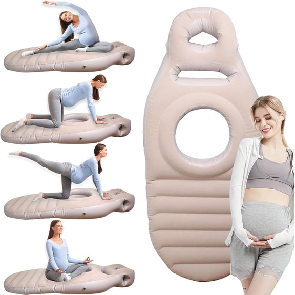 Inflatable Pregnancy Pillow for Stomach Sleepers  Full Body Maternity Airbed with Belly & Head Hole  Relieves Back Pain, SPD & Hip Pressure  Portable, Lightweight (Grey)