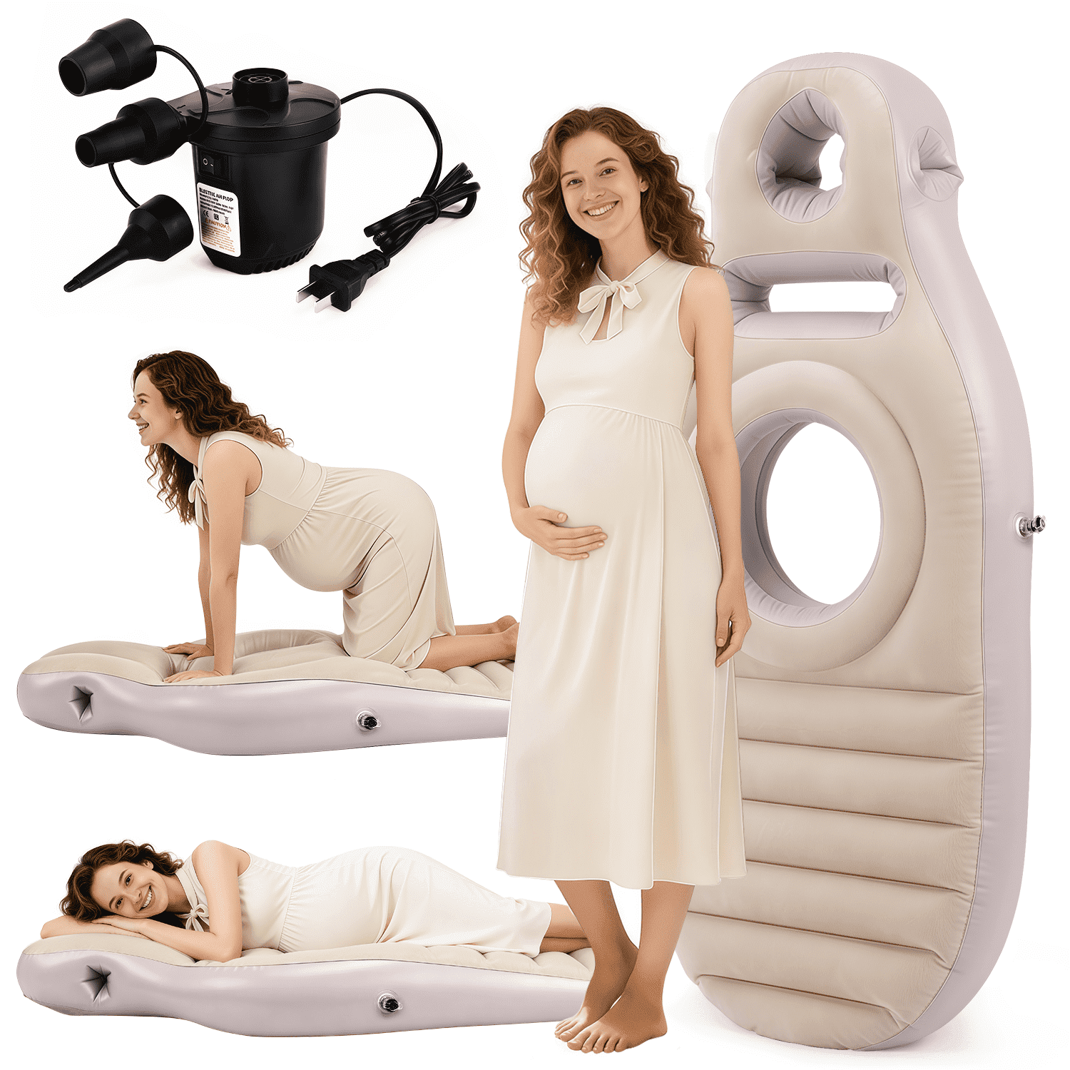 Inflatable Pregnancy Pillow with Belly & Head Hole, with Electric Air Pump, Full Body Maternity Pillow with Belly Hole for Side & Prone Sleeping