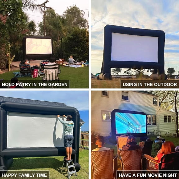 Inflatable Projector Screen 14ft Outdoor Movie Screen with Blower and Storage Bag for Backyard Pool Fun