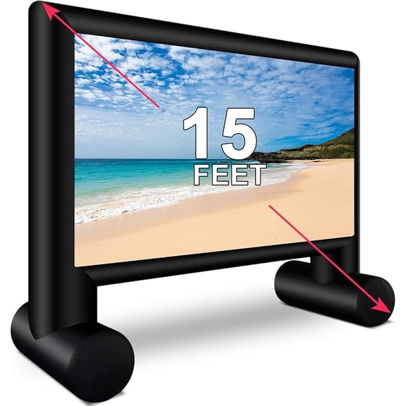 Inflatable Projector Screen 15ft Inflatable Movie Screen Outdoor with Air Blower and Storage Bag, Easy Set up, Front and Rear Projection for Outdoor Movie Night Backyard Pool Fun