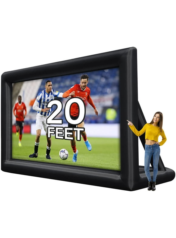 Inflatable Projector Screen, Towallmark 20FT Portable Blow Up Outside Projector Screen, Front & Rear Projection, with Rope, Air Blower, Ground Nails and Carry Bag, for Theater/Football/Backyard Party