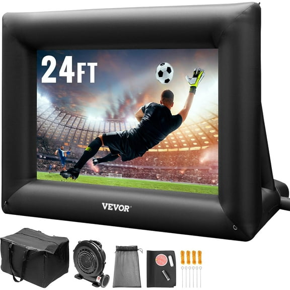 Inflatable Projector Screen for Outdoor Use with 350W Air Blower, Oxford Fabric Material, Supports Front/Rear Projection,Black