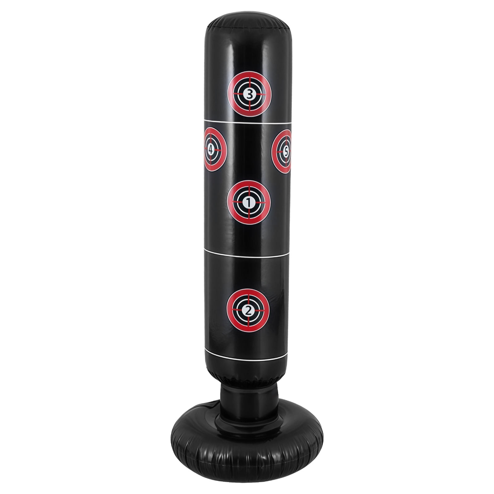 Inflatable Punching Bag Adjustable Height,Target Column,Thickened PVC, Includes Foot Pump,Stable Ideal for Kickboxing and Karate Training,Black